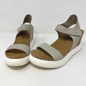Fly London Gogo Platform Wedge‎ Sandals Leather Taupe Size 38